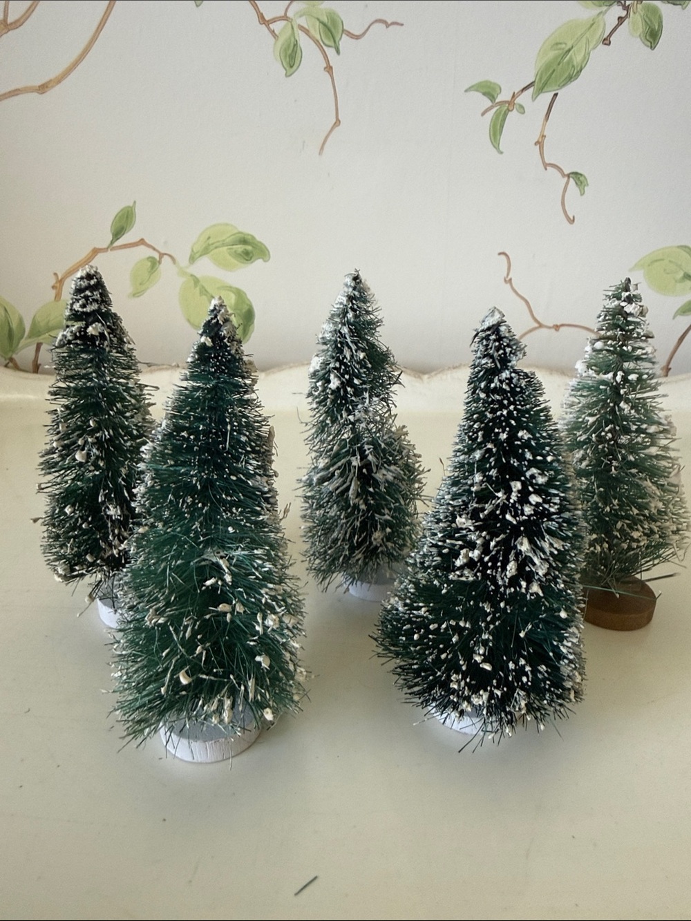 Dept. 56 Snowy Evergreen Pine Trees Lot of 5 Holiday Village